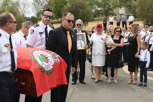 RFS VOLUNTEER FUNERAL, RFS crew members from Horsley Park RFS carry the ...