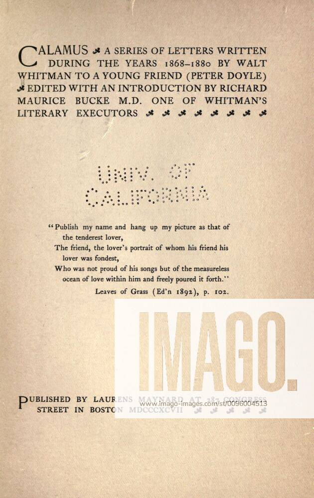 Calamus : a series of letters written during the years 1868-1880 by ...