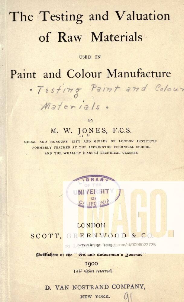 The Testing and valuation of raw materials used in paint and colour