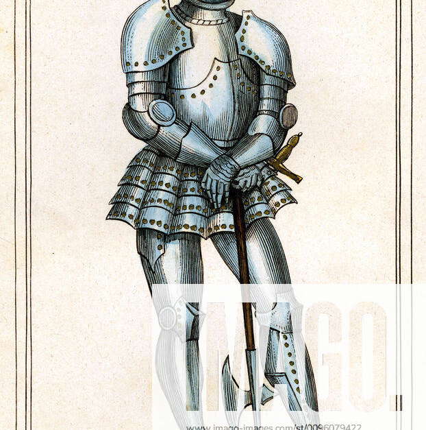 GENDAR Gendarme in armour in the 15th century Anonymous illustration of ...