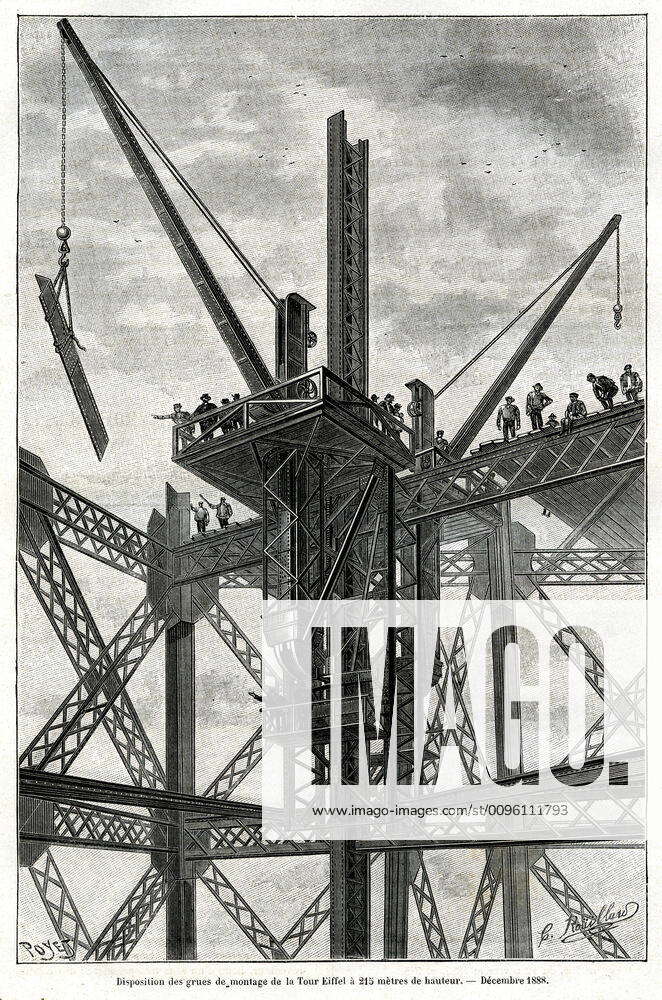 EIFFEL TOWER Construction Layout of the cranes for erecting the Eiffel ...