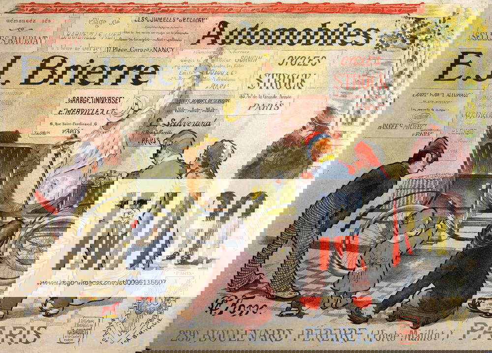 PUB AUTO XIXth s Automobiles E J Brierre Advertising poster circa 1890