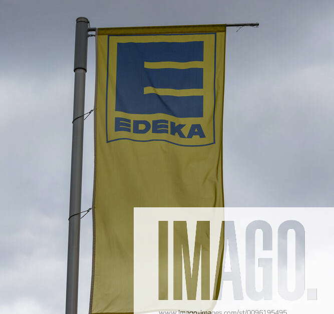 Edeka flags in Berlin Wilmersdorf at a