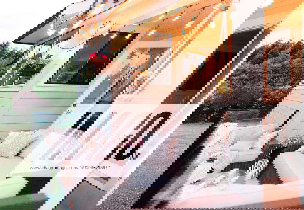 Outdoor Deck Space with Edison lights Courtenay, BC, Canada