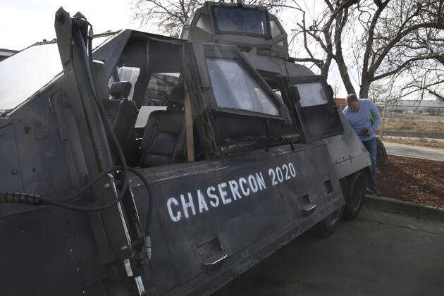 Storm chasers checkout the famous TIV-2 and DOW radar truck as the ...