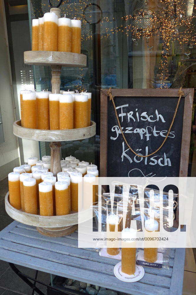 Candle shop in the southern part of Cologne, here with Kölsch glasses