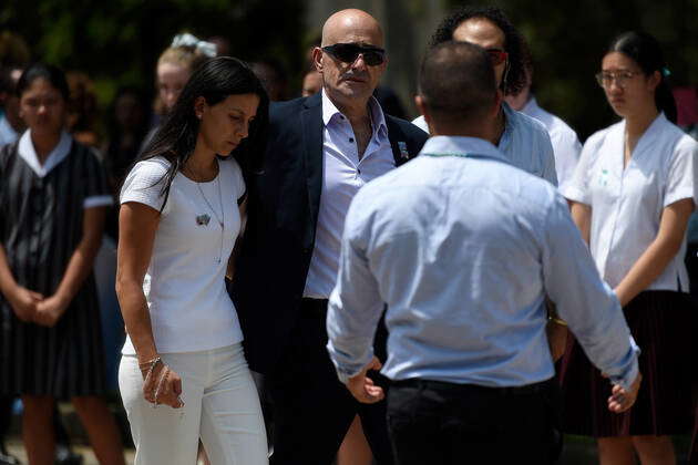 VERONIQUE SAKR FUNERAL, Bob Sakr (centre) Embraces Danny Abdallah ...