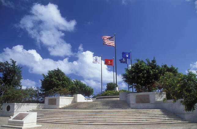 Court of Honor and Flag Circle at American Memorial Park, commemorating ...