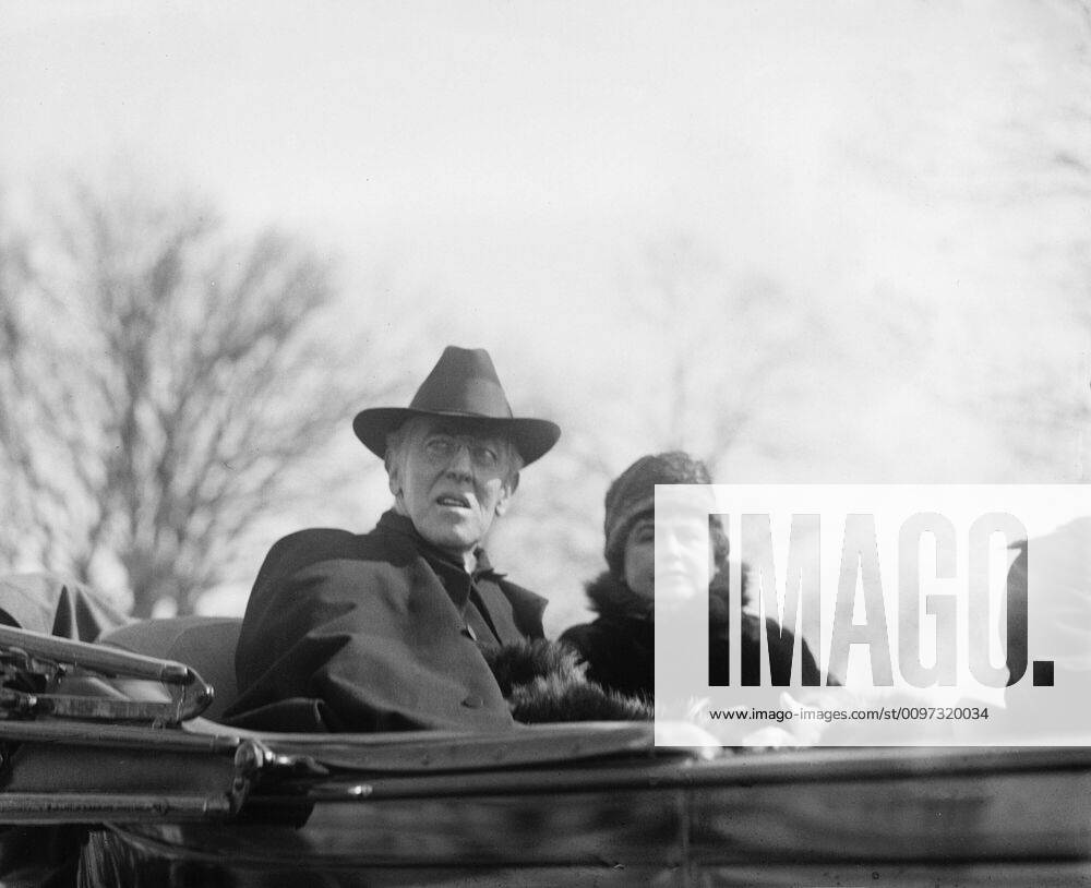 Woodrow Wilson (1856-1924) and his second wife, Edith Bolling Galt ...