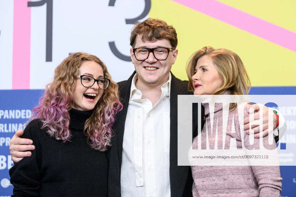 Actress Olga Shkabarnya, director Ilya Khrzhanovskiy, actress Natalia  Berezhnaya at the press