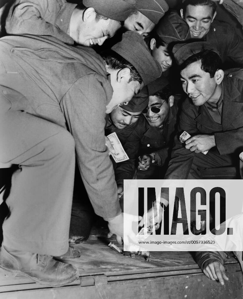 Japanese-American soldiers of the 442nd Regiment in game of galloping ...