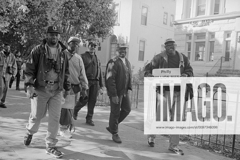 African American men walking on Capitol Hill, during the Million Man