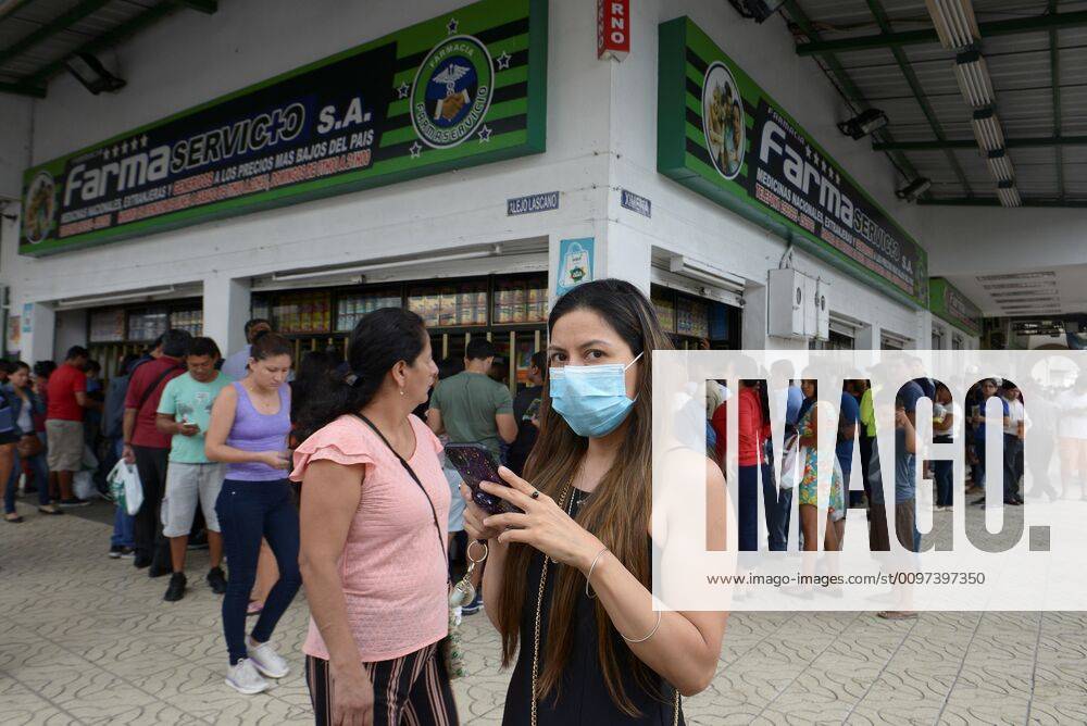 People go to drugstores for buying face masks in Guayaquil, Ecuador, 29