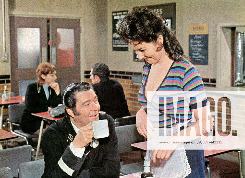 ON THE BUSES, from left: Reg Varney, Pamela Cundell, 1971 Courtesy ...