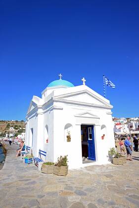 Agios Nikolakis (Saint Nicholas) orthodox church in Mykonos town ...