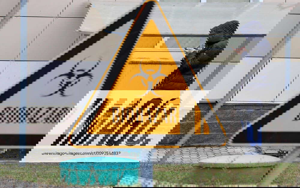 ST PETERSBURG, RUSSIA MARCH 4, 2020 A Biohazard sign by the Botkin