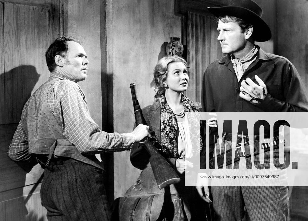 COLORADO TERRITORY, from left, Henry Hull, Virginia Mayo, Joel McCrea ...