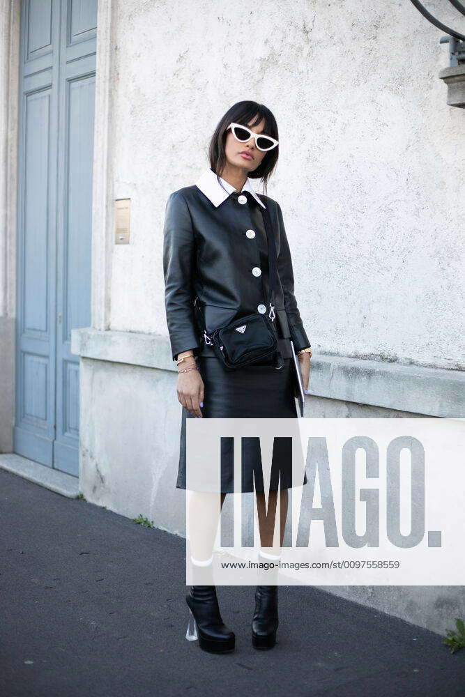 Amina Muaddi attending the Prada show during Milan Fashion Week Feb 20