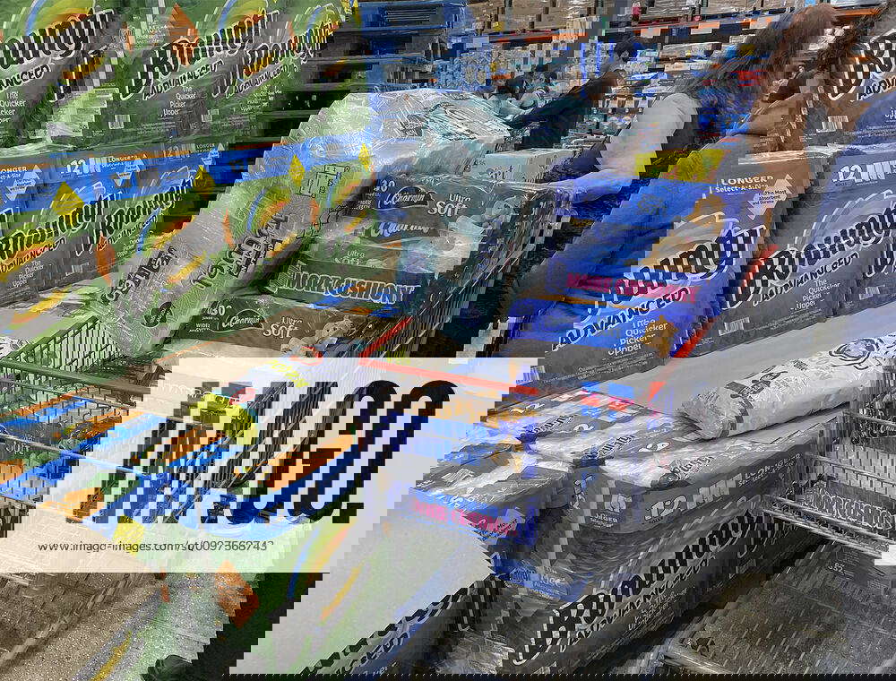 March 5, 2020, Glendale, California, USA Shoppers at Costco in