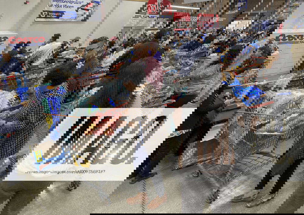 March 5, 2020, Glendale, California, USA Shoppers at Costco in