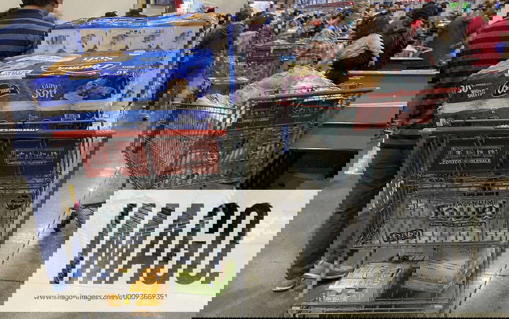 March 5, 2020, Glendale, California, USA Shoppers at Costco in