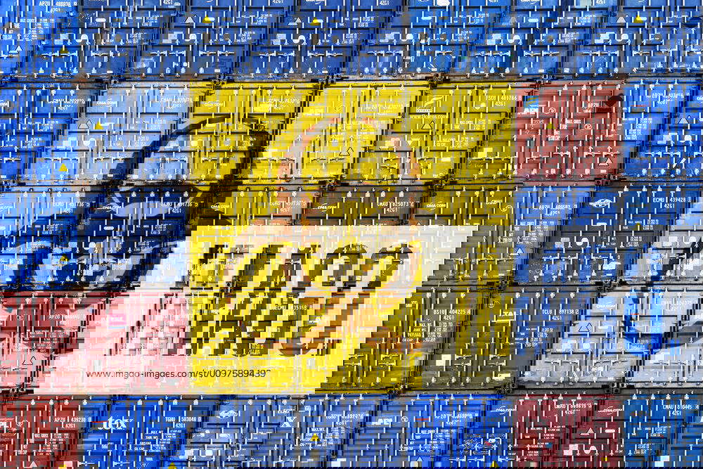 PHOTOMONTAGE, Stacked containers with biohazard signs, topic