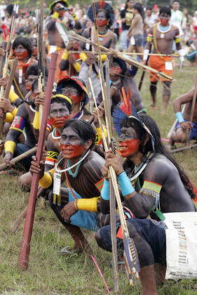 Natives of several tribes take part in an ceremony to bring attention ...