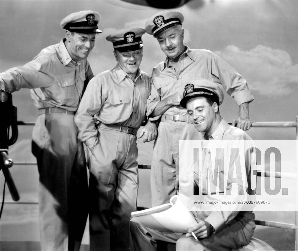 MISTER ROBERTS, from left, Henry Fonda, James Cagney, William Powell ...