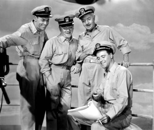 MISTER ROBERTS, from left, Henry Fonda, William Powell, Jack Lemmon ...