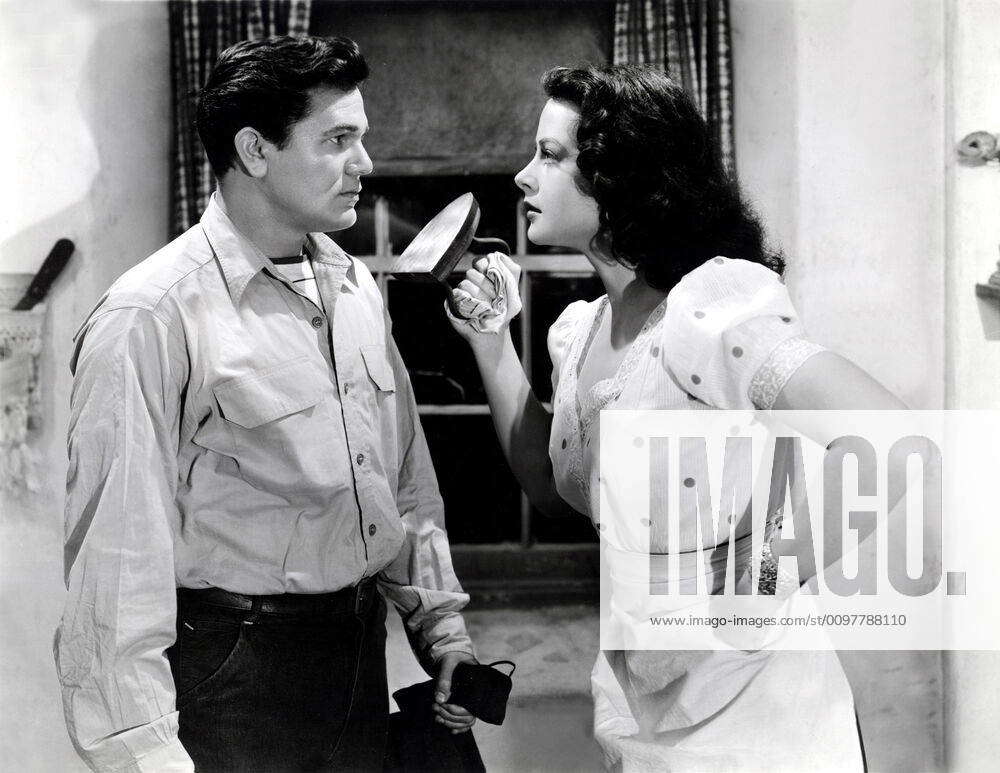 TORTILLA FLAT, John Garfield, Hedy Lamarr, 1942, threaten with an iron ...