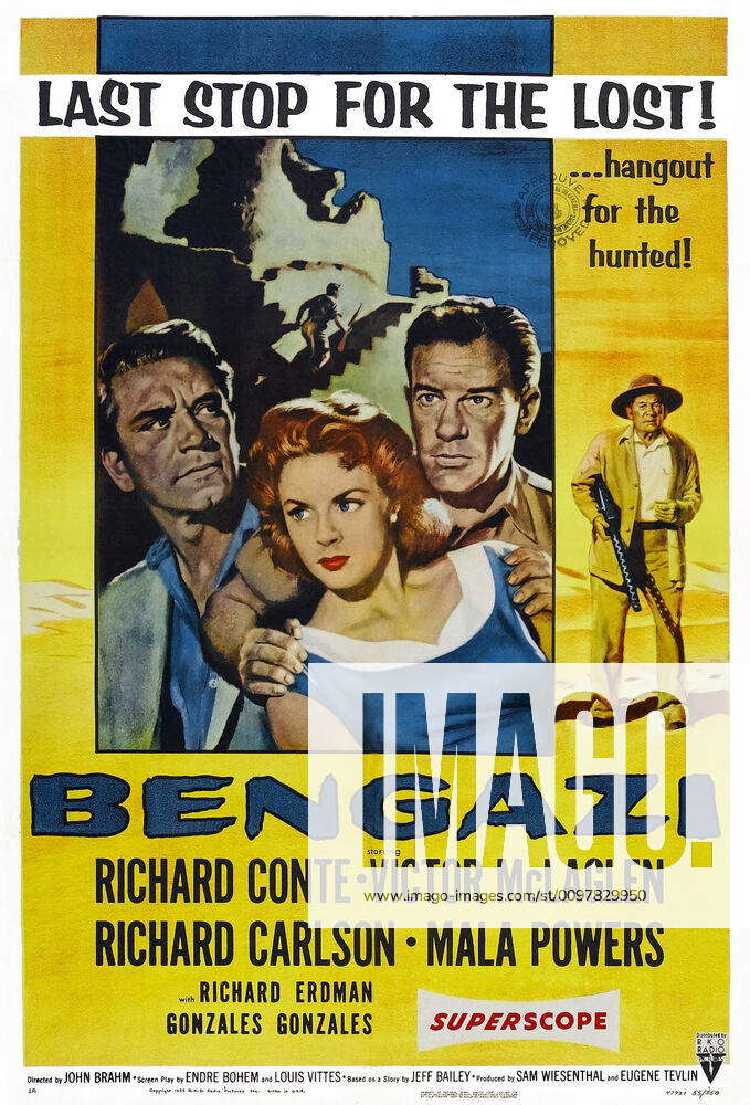 BENGAZI, US poster, from left: Richard Conte, Mala Powers, Richard ...