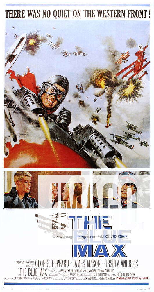 THE BLUE MAX, US poster, top: George Peppard, bottom from left: George ...