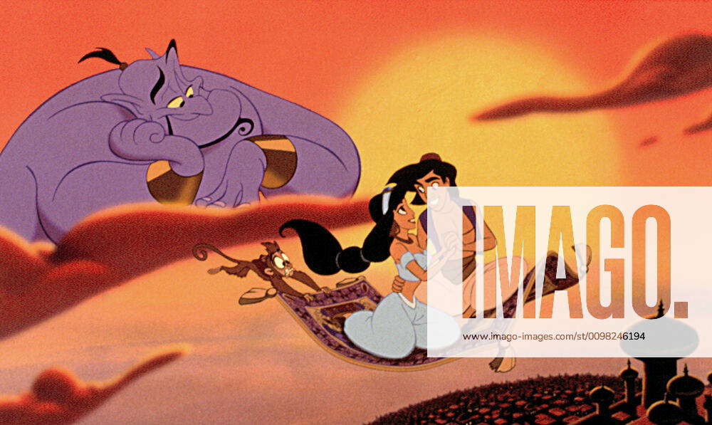 ALADDIN, Genie, Abu, Princess Jasmine, Aladdin, 1992, (c)Walt Disney  Pictures courtesy Everett