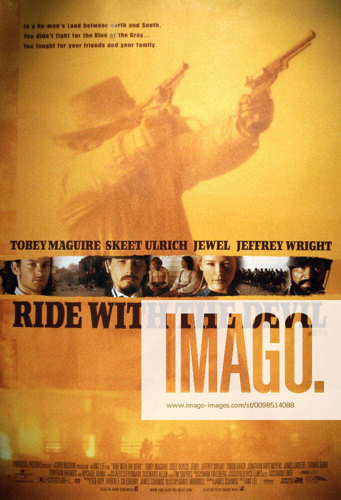 RIDE WITH THE DEVIL, US poster art, from left Tobey Maguire, Skeet Ulrich, Jewel, Jeffrey Wright