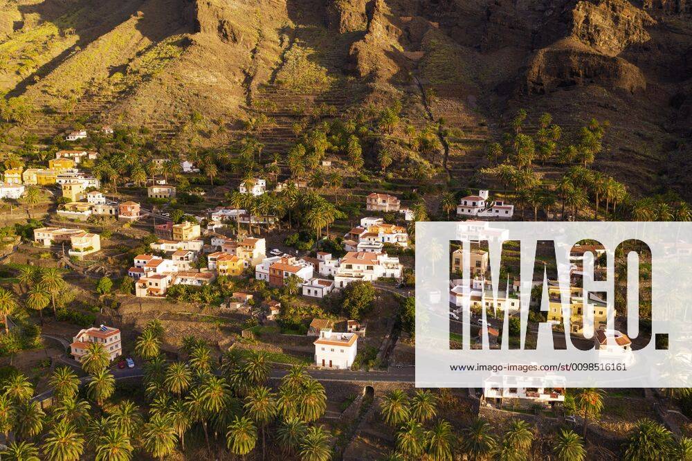 Chele village, Valle Gran Rey, aerial view, La Gomera, Canary Islands