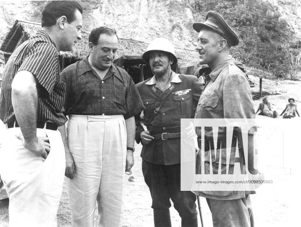 WILLIAM HOLDEN, producer SAM SPIEGEL, SESSUE HAYAKAWA and ALEC GUINNESS ...