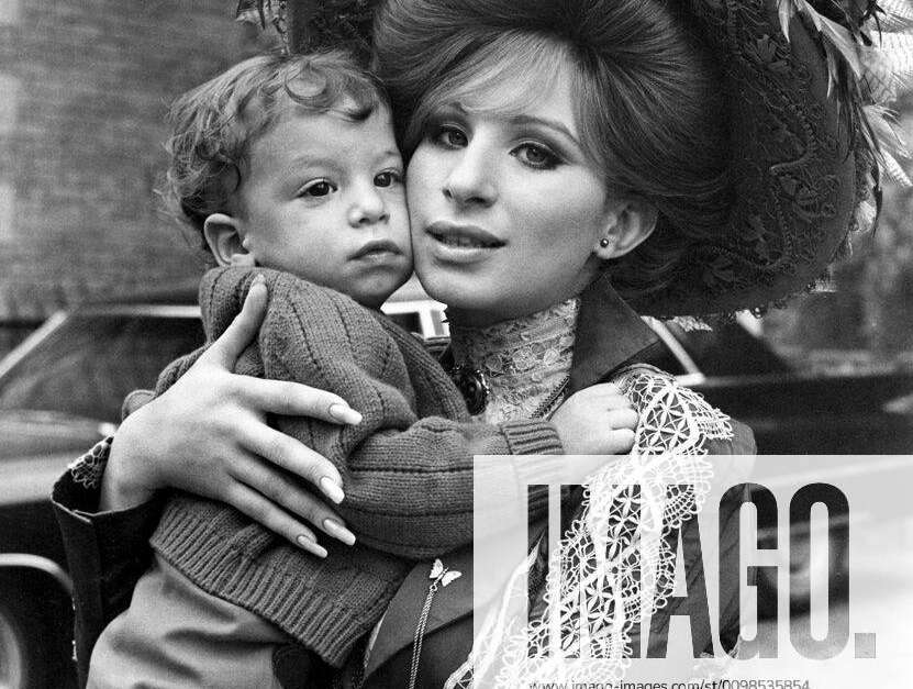 BARBRA STREISAND, with son Jason Gould, on set of Hello Dolly , 1969 ...