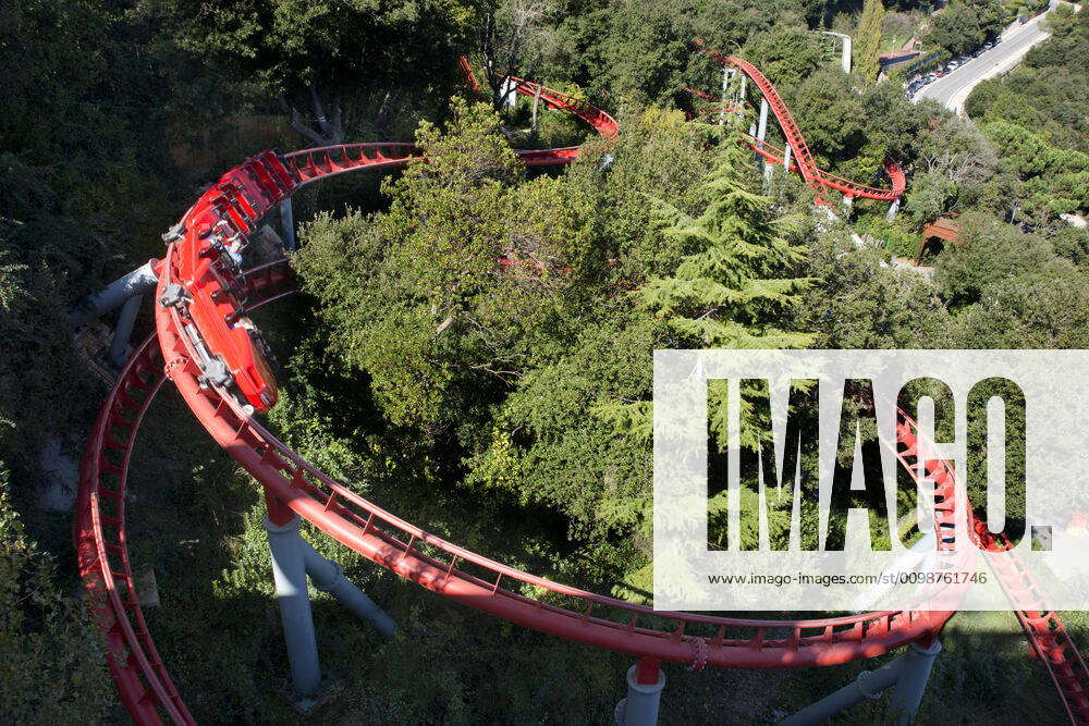 Roller coaster in The Tibidabo theme park Barcelona Spain