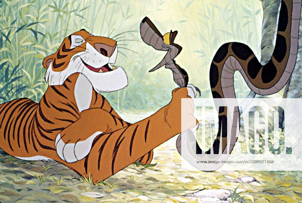 THE JUNGLE BOOK, Shere Khan, the Tiger and Kaa the Snake, in the Disney animation  cartoon,