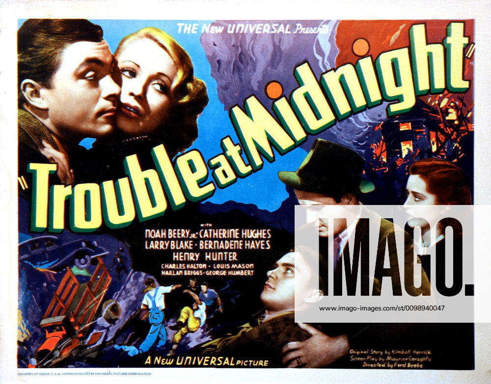 TROUBLE AT MIDNIGHT, US lobbycard, Bernadene Hayes, (top, second left ...