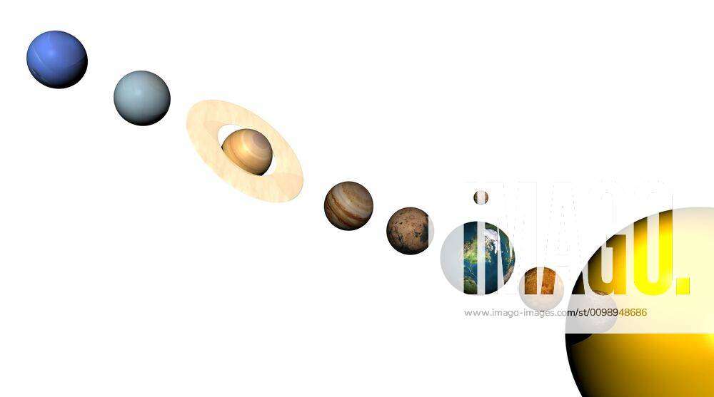 planets solar system white background
