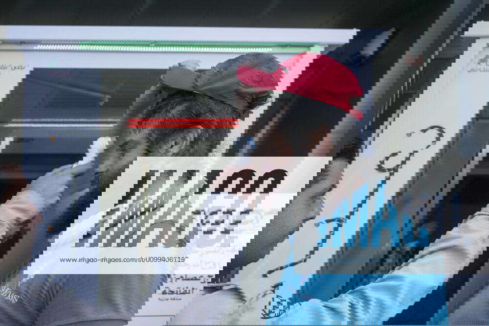 April 15, 2020, Beirut, Lebanon A sanitising box has been placed