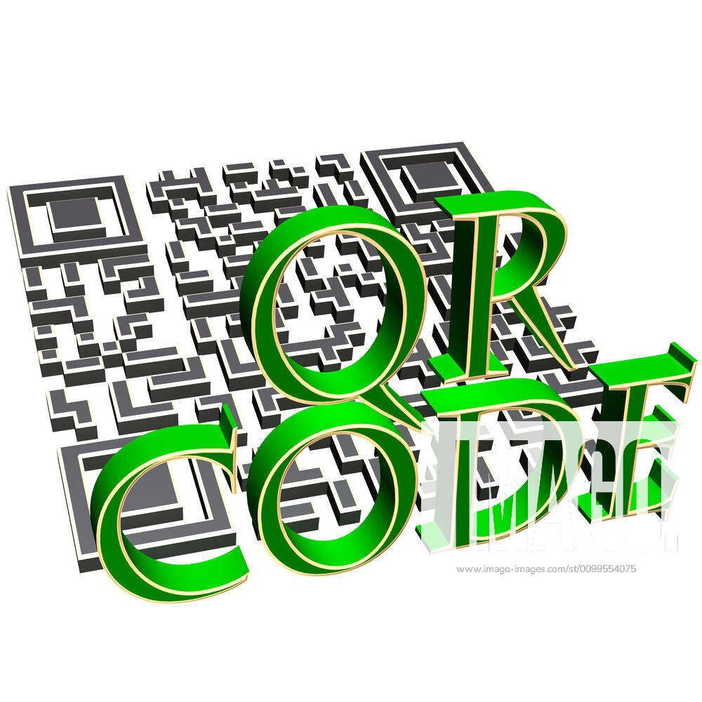QR code concept Abstract example of a three-dimensional QR code as a
