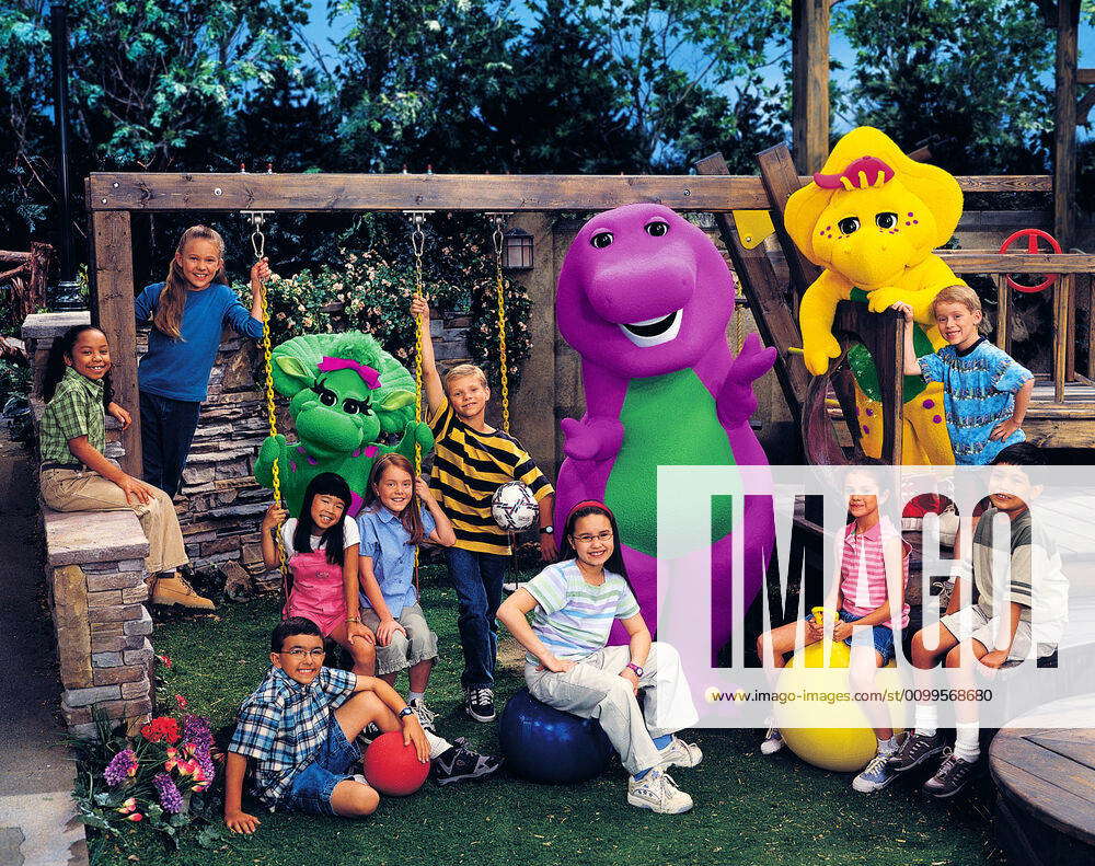 BARNEY AND FRIENDS, Barney the dinosaur, Selena Gomez (on yellow ball ...