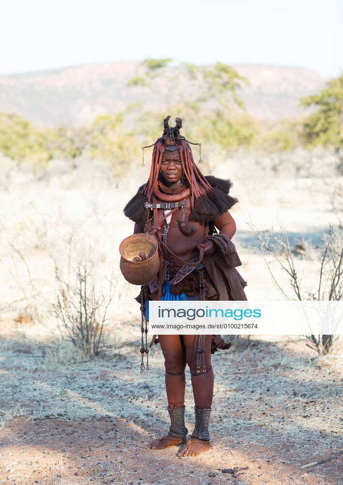 Angola Himba Tribe Woman In The Bush Oncocua Himba Tribe Woman In