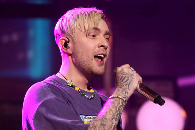 Egor Singer MOSCOW, RUSSIA - : Singer Egor Kreed performs during an online concert ...