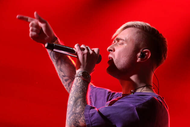 Egor Singer MOSCOW, RUSSIA - : Singer Egor Kreed performs during an online concert ...