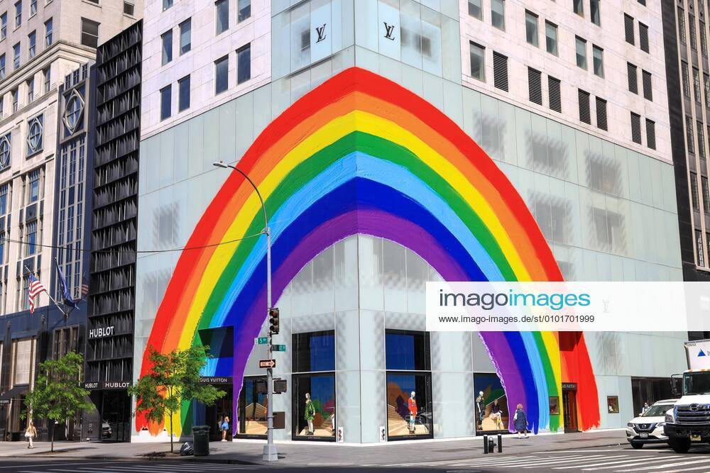 The Louis Vuitton store is decorated with rainbow colors for WorldPride,  NYC, USA Stock Photo - Alamy