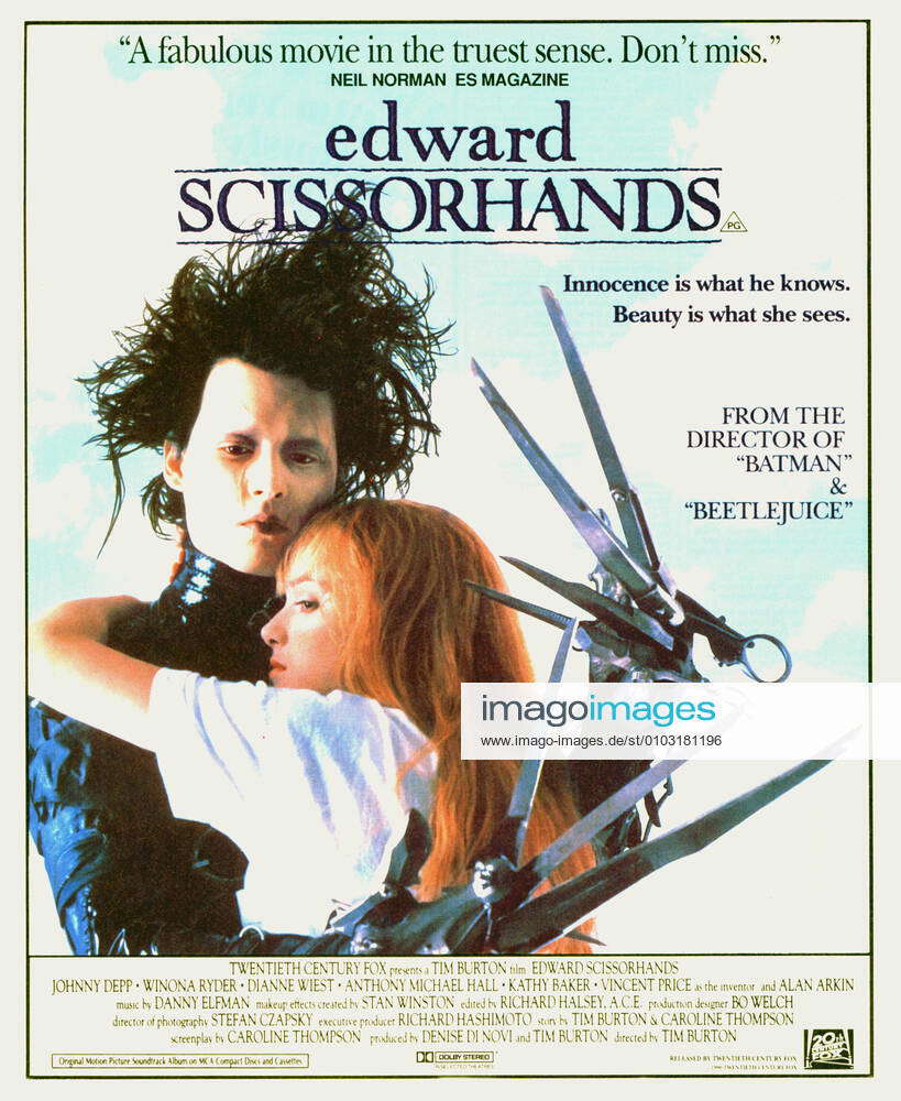 EDWARD SCISSORHANDS JOHNNY DEPP, WINONA RYDER EDWARD SCISSORHANDS Date