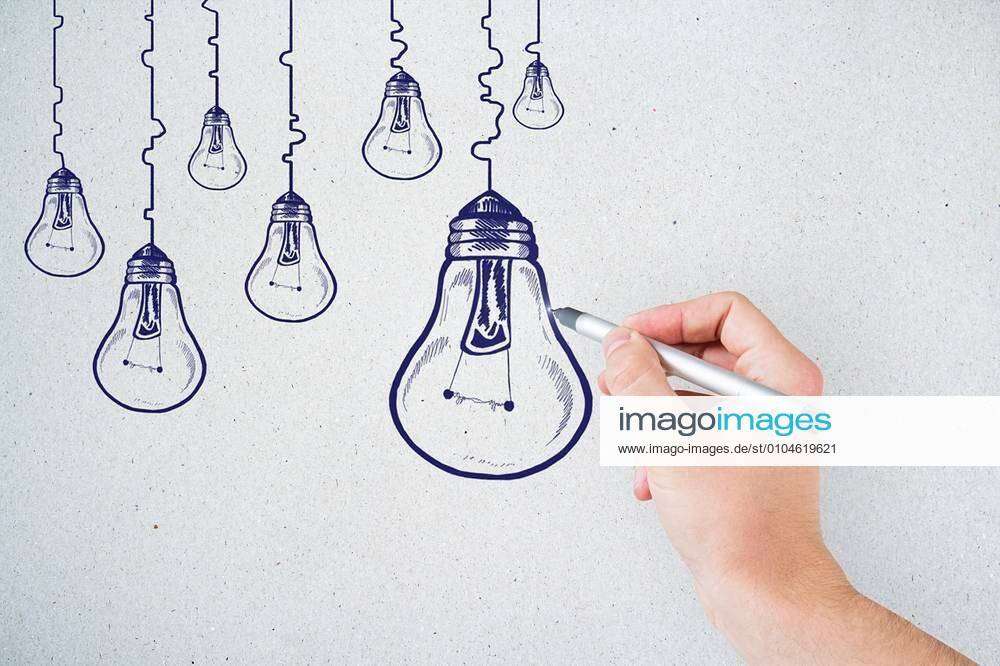 Creative Light Bulb Handwriting Style with Business Idea Concept Stock  Vector - Illustration of chalk, drawing: 44148526